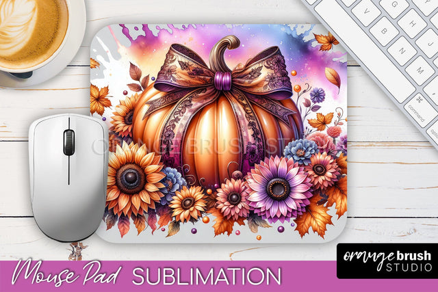 Coquette Fall Pumpkin Mouse Pad Sublimation Design Sublimation OrangeBrushStudio 