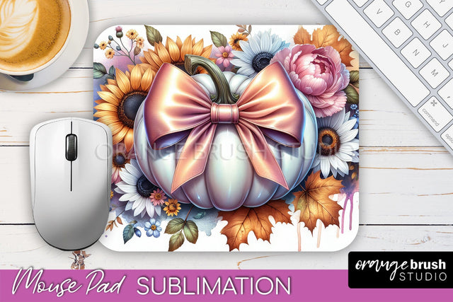 Coquette Fall Pumpkin Mouse Pad Sublimation Design Sublimation OrangeBrushStudio 