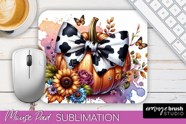 Coquette Fall Pumpkin Mouse Pad Sublimation Design Sublimation OrangeBrushStudio 