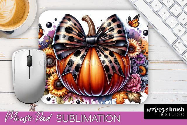 Coquette Fall Pumpkin Mouse Pad Sublimation Design Sublimation OrangeBrushStudio 