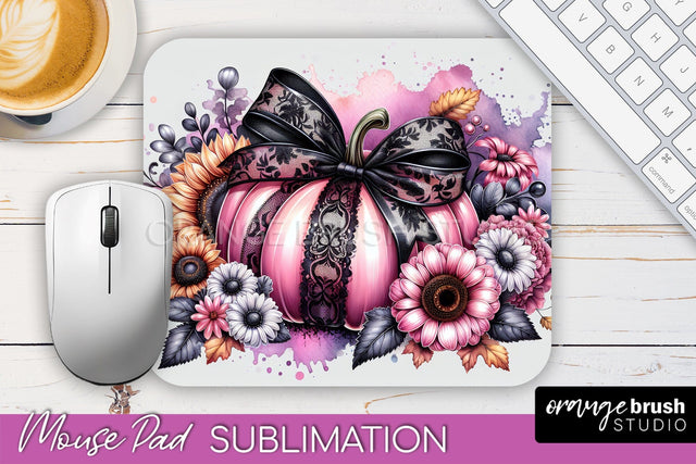 Coquette Fall Pumpkin Mouse Pad Sublimation Design Sublimation OrangeBrushStudio 