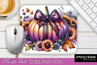 Coquette Fall Pumpkin Mouse Pad Sublimation Design Sublimation OrangeBrushStudio 