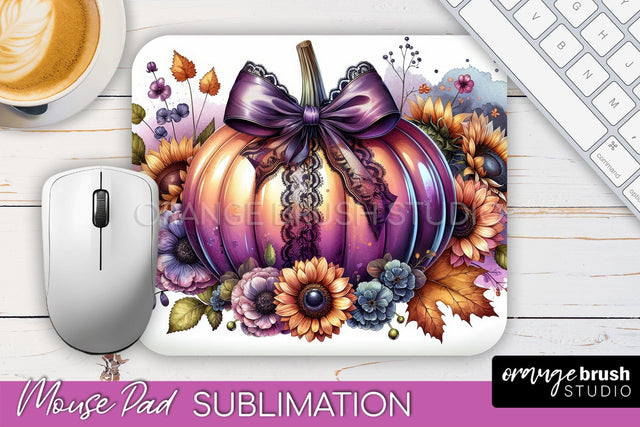 Coquette Fall Pumpkin Mouse Pad Sublimation Design Sublimation OrangeBrushStudio 