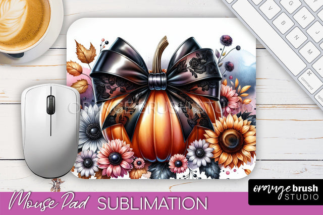 Coquette Fall Pumpkin Mouse Pad Sublimation Design Sublimation OrangeBrushStudio 