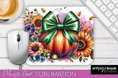 Coquette Fall Pumpkin Mouse Pad Sublimation Design Sublimation OrangeBrushStudio 