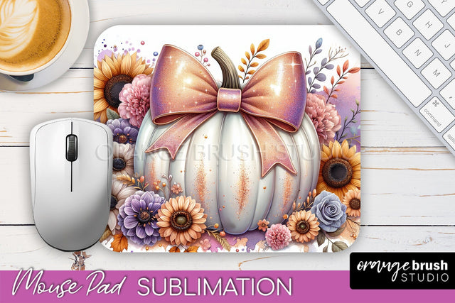 Coquette Fall Pumpkin Mouse Pad Sublimation Design Sublimation OrangeBrushStudio 