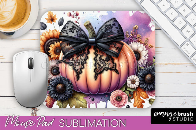Coquette Fall Pumpkin Mouse Pad Sublimation Design Sublimation OrangeBrushStudio 