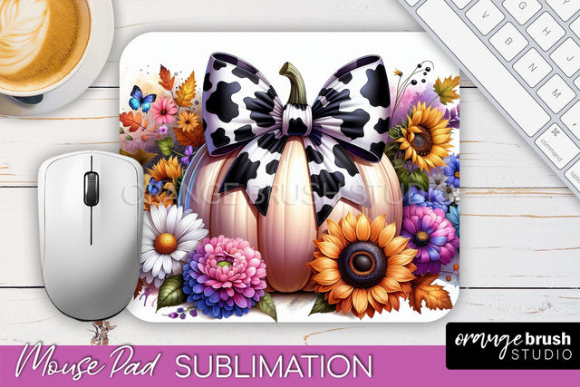 Coquette Fall Pumpkin Mouse Pad Sublimation Design Sublimation OrangeBrushStudio 