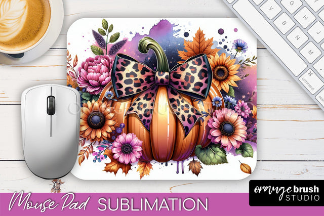 Coquette Fall Pumpkin Mouse Pad Sublimation Design Sublimation OrangeBrushStudio 