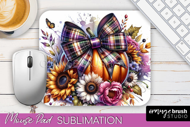 Coquette Fall Pumpkin Mouse Pad Sublimation Design Sublimation OrangeBrushStudio 