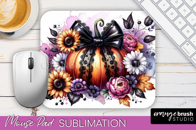 Coquette Fall Pumpkin Mouse Pad Sublimation Design Sublimation OrangeBrushStudio 