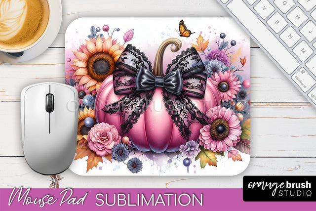 Coquette Fall Pumpkin Mouse Pad Sublimation Design Sublimation OrangeBrushStudio 