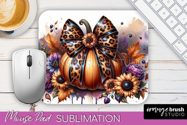 Coquette Fall Pumpkin Mouse Pad Sublimation Design Sublimation OrangeBrushStudio 