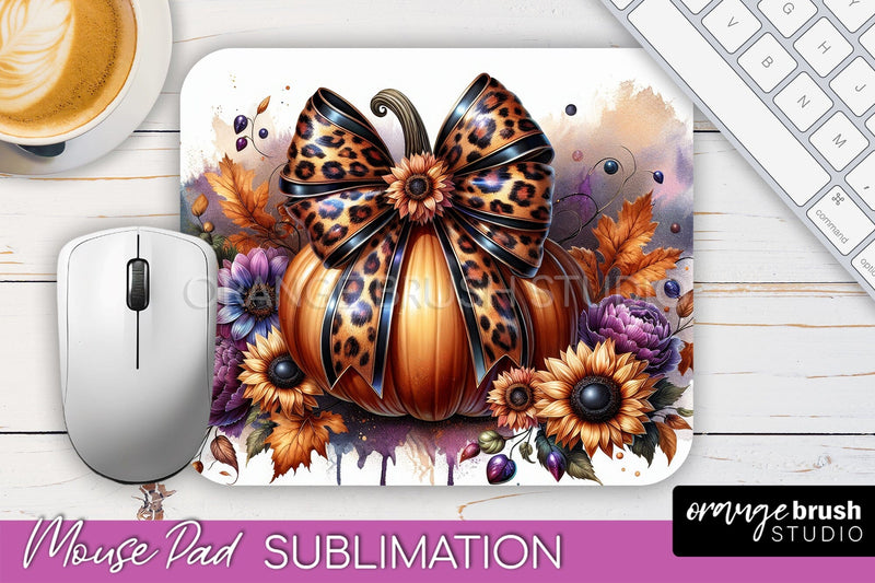 Coquette Fall Pumpkin Mouse Pad Sublimation Design Sublimation OrangeBrushStudio 