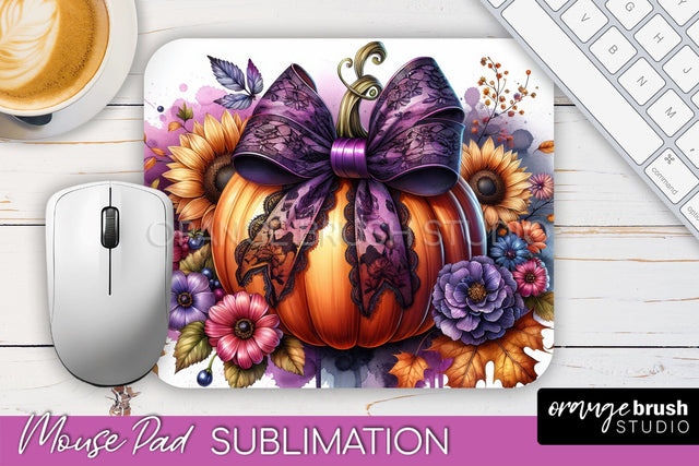 Coquette Fall Pumpkin Mouse Pad Sublimation Design Sublimation OrangeBrushStudio 