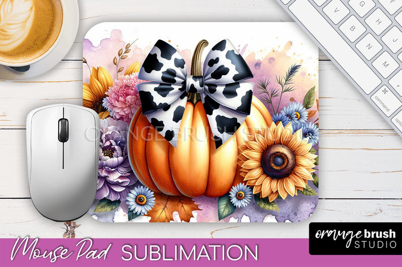 Coquette Fall Pumpkin Mouse Pad Sublimation Design Sublimation OrangeBrushStudio 