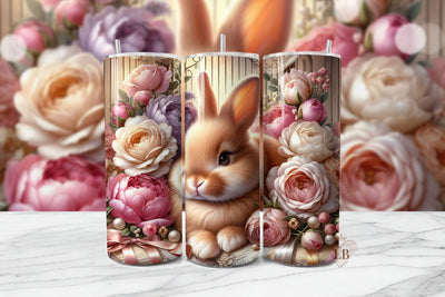 Coquette Floral Bunny Tumbler Sublimation PNG Sublimation BijouBay 