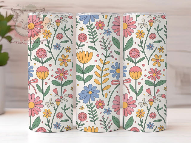 Coquette Floral Flower Tumbler, Coquette Flower Tumbler, Stylish 20oz Wrap, Sublimation Design, Trendy Gift Idea, Romantic Coquette Wrap, Botanical Floral Tumbler Sublimation Lara' s Designs 