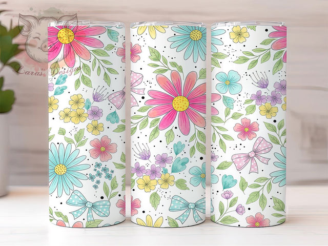 Coquette Floral Flower Tumbler, Coquette Flower Tumbler, Stylish 20oz Wrap, Sublimation Design, Trendy Gift Idea, Romantic Coquette Wrap, Botanical Floral Tumbler Sublimation Lara' s Designs 