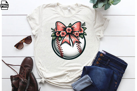 Coquette Floral Softball PNG Printable File Sublimation Creativedesigntee 