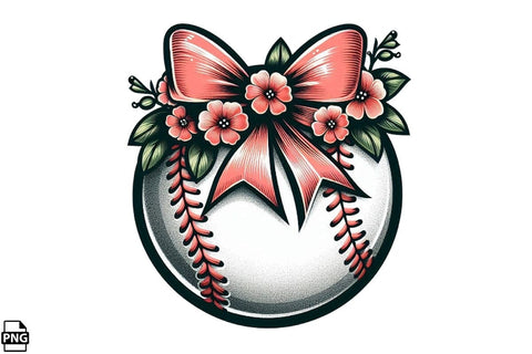 Coquette Floral Softball PNG Printable File Sublimation Creativedesigntee 