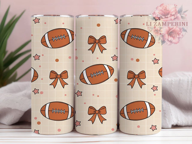 Coquette Football Era Tumbler Wrap, Football Bow Tumbler, Girly Game Day Wrap, Fall Tumbler Sublimation, In My Football Era, Aesthetic Tumbler PNG, 20oz Skinny Tumbler Sublimation Li Zamperini 