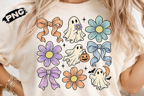 Coquette Ghost Daisy Bow Halloween PNG SVG DesignDestine 