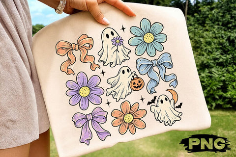 Coquette Ghost Daisy Bow Halloween PNG SVG DesignDestine 