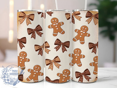 Coquette Gingerbread Bow Christmas Tumbler, Gingerbread Bow Wrap, Holiday Mug Design, Sublimation Wrap, Festive Drinkware, Cute Winter Gift, Sweet Christmas Cup Sublimation ToriDesigns 