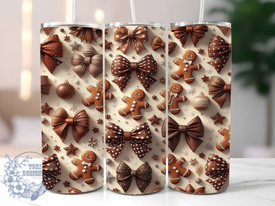 Coquette Gingerbread Bow Christmas Tumbler, Gingerbread Bow Wrap, Holiday Mug Design, Sublimation Wrap, Festive Drinkware, Cute Winter Gift, Sweet Christmas Cup Sublimation ToriDesigns 