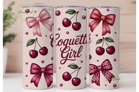 Coquette Girl 20oz Tumbler Wrap Sublimation PixelChick 