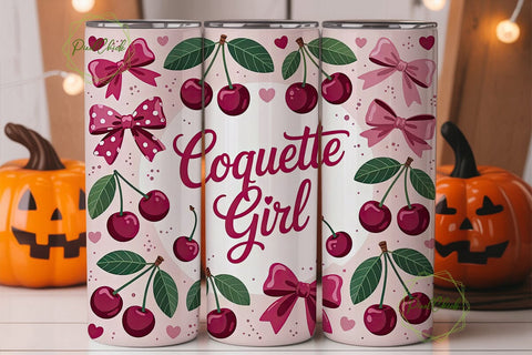 Coquette Girl 20oz Tumbler Wrap Sublimation PixelChick 