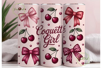 Coquette Girl 20oz Tumbler Wrap Sublimation PixelChick 