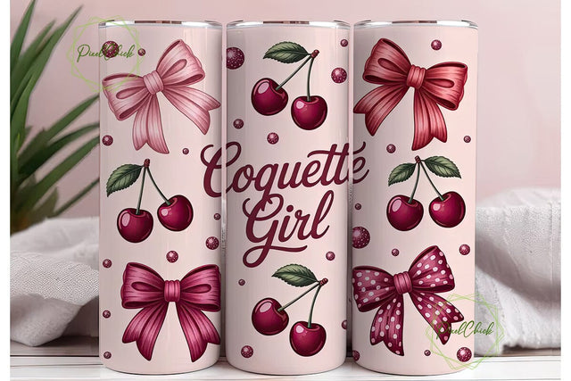 Coquette Girl 20oz Tumbler Wrap Sublimation PixelChick 