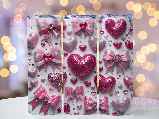 Coquette Glitter Valentine Hearts Tumbler, Coquette Valentine Wrap, Sparkle Love Cup, Romantic Glitter Design, Valentine Gift Tumbler, Shiny Hearts Wrap, Glamorous Valentine Cup Sublimation SvggirlplusArt 