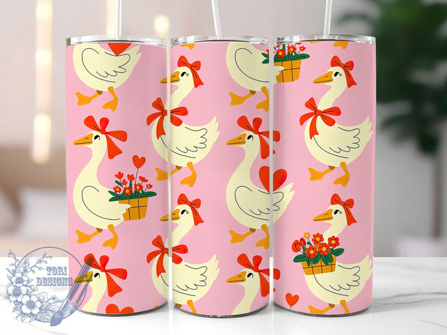 Coquette Goose Valentine Tumbler, Coquette Style, Goose Design, Romantic Theme, Whimsical Art, 20Oz Tumbler, Sublimation Wrap Sublimation ToriDesigns 