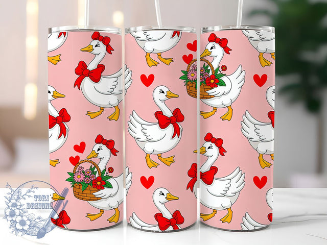 Coquette Goose Valentine Tumbler, Coquette Style, Goose Design, Romantic Theme, Whimsical Art, 20Oz Tumbler, Sublimation Wrap Sublimation ToriDesigns 