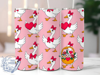 Coquette Goose Valentine Tumbler, Coquette Style, Goose Design, Romantic Theme, Whimsical Art, 20Oz Tumbler, Sublimation Wrap Sublimation ToriDesigns 