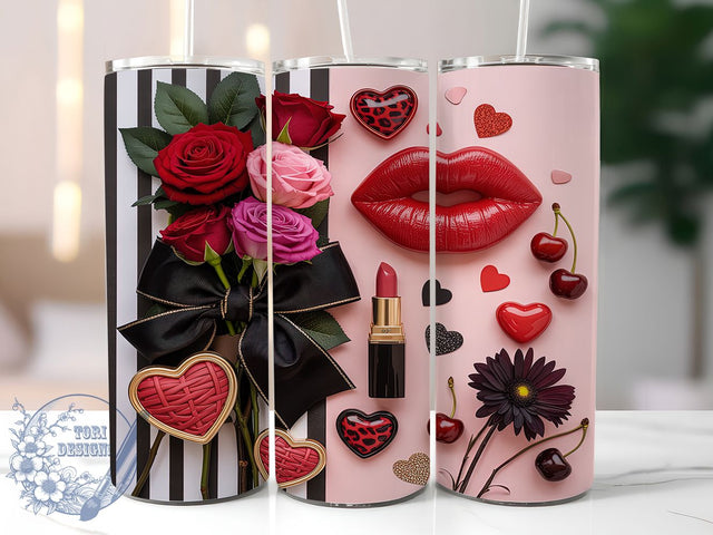 Coquette Gothic Black Bow Tumbler, Aesthetic Tumbler Wrap, Dark Tumbler Design, Black Bow Tumbler, Cherry Tumbler Wrap, 20oz Skinny Tumbler, Gothic Tumbler Design Sublimation ToriDesigns 