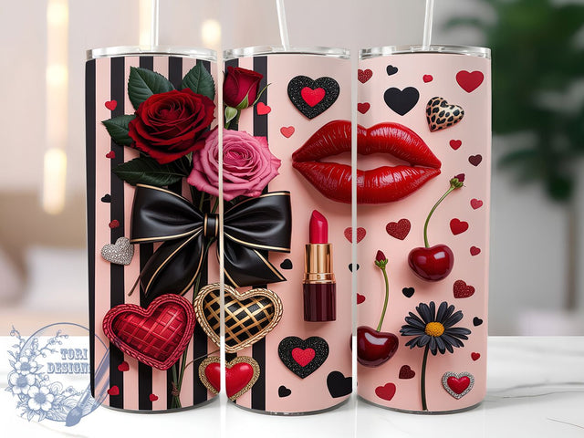 Coquette Gothic Black Bow Tumbler, Aesthetic Tumbler Wrap, Dark Tumbler Design, Black Bow Tumbler, Cherry Tumbler Wrap, 20oz Skinny Tumbler, Gothic Tumbler Design Sublimation ToriDesigns 