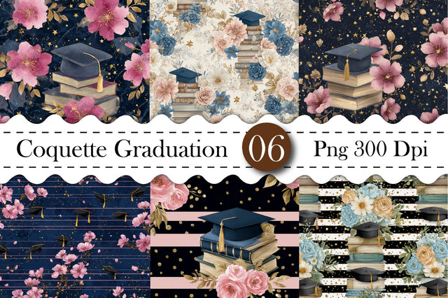Coquette Graduation Digital Paper Bundle Digital Pattern designmaster24 