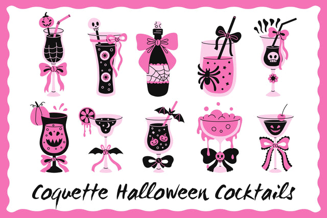 Coquette Halloween Cocktails PNG Clipart Sublimation Rin Green 