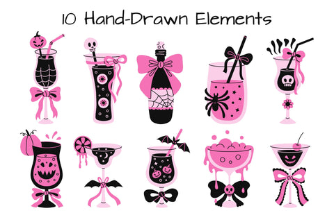 Coquette Halloween Cocktails PNG Clipart Sublimation Rin Green 