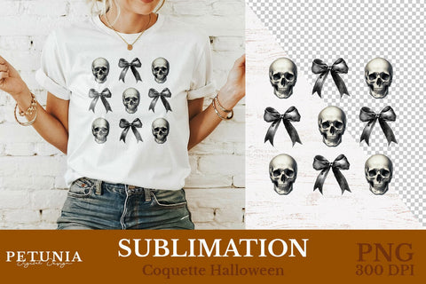 Coquette Halloween PNG Bundle | Coquette Bow Halloween Sublimation Petunia Digital Design 