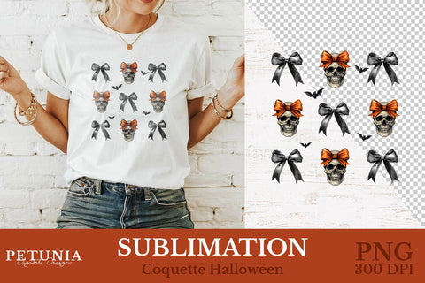Coquette Halloween PNG Bundle | Coquette Bow Halloween Sublimation Petunia Digital Design 