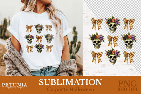 Coquette Halloween PNG Bundle | Coquette Bow Halloween Sublimation Petunia Digital Design 