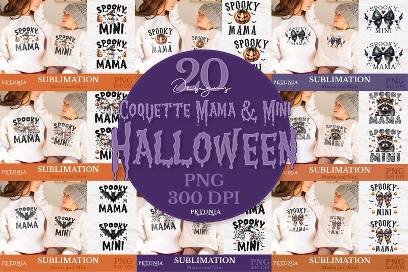 Coquette Halloween PNG | Halloween Mama and Mini PNG Bundle SVG Petunia Digital Design 