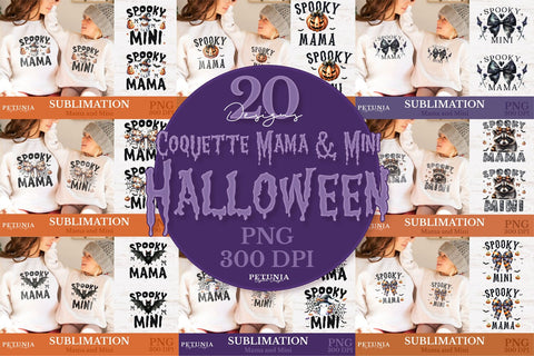 Coquette Halloween PNG | Halloween Mama and Mini PNG Bundle SVG Petunia Digital Design 