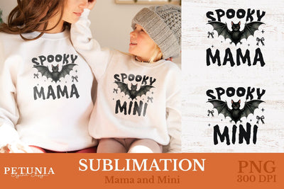 Coquette Halloween PNG | Halloween Mama and Mini PNG Sublimation Petunia Digital Design 