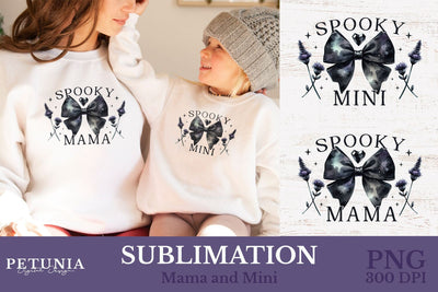 Coquette Halloween PNG | Halloween Mama and Mini PNG Sublimation Petunia Digital Design 